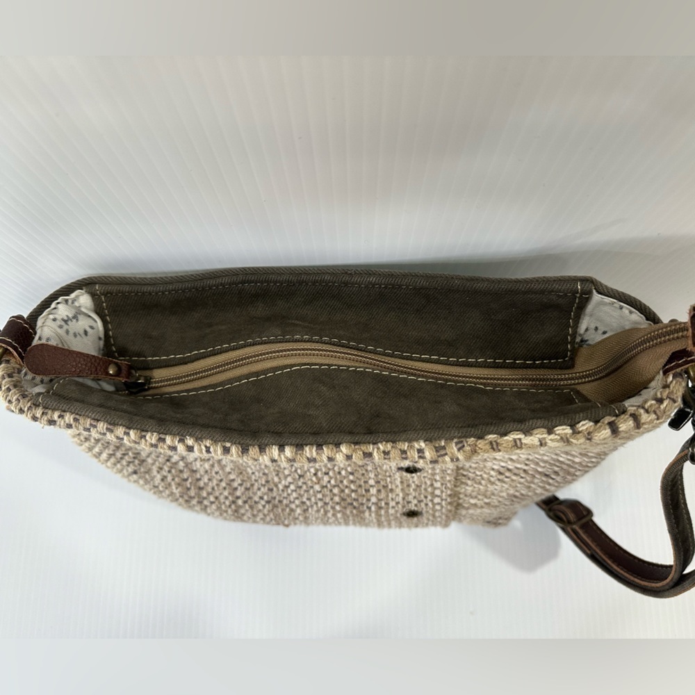Myra Bag Rug Leather and Canvas Crossbody Shoulder Bag EUC - Picture 6 of 10